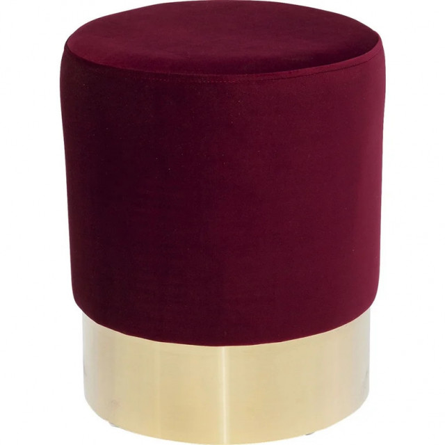 Taburet rotund rosu bordo din textil 35 cm Cherry Kare