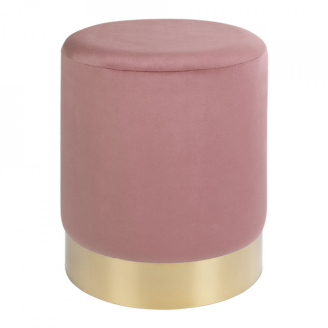 Taburet rotund roz din catifea 34 cm Gamby House Nordic
