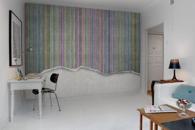 Tapet din hartie Worn Wall Multi Stripe Rebel Walls