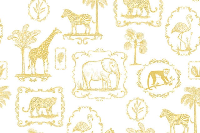 Tapet galben din hartie Animal Party Yellow Rebel Walls