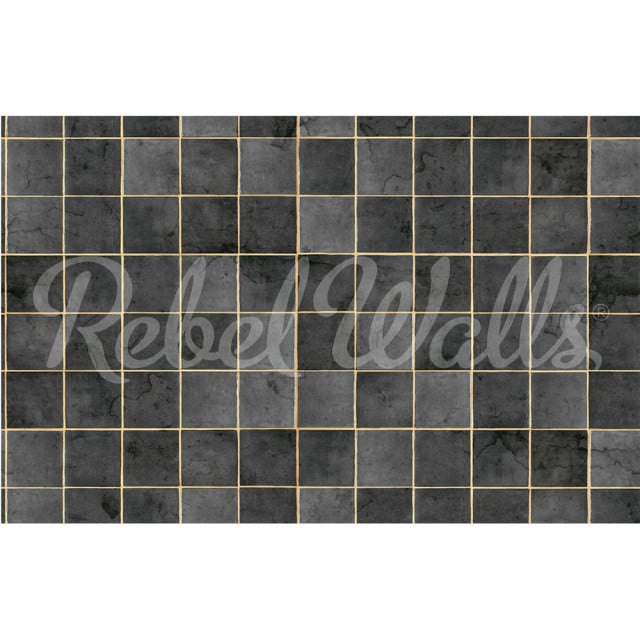 Tapet verde din hartie Tiles Onyx Rebel Walls