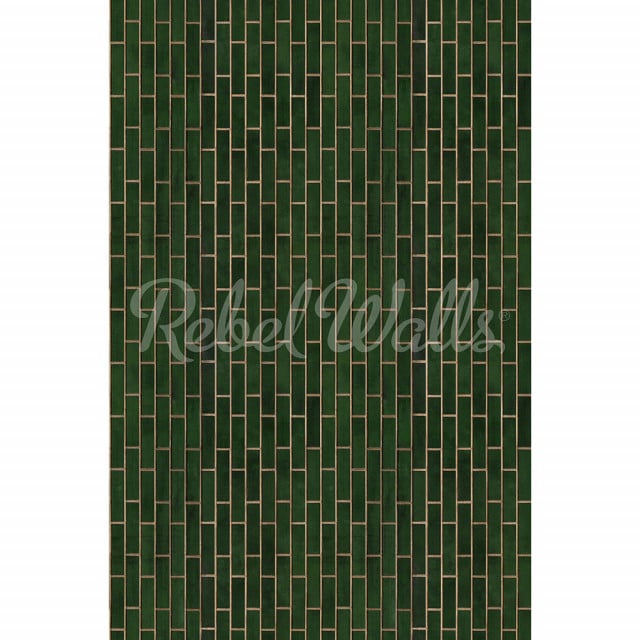 Tapet verde din hartie Wall Of Tiles Vertical Rebel Walls