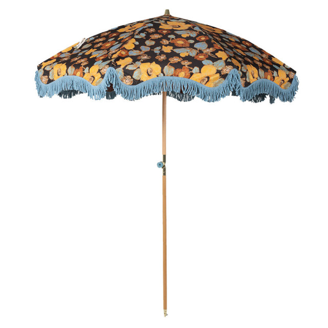 Umbrela pentru plaja multicolora din poliester si lemn Floral Energy HK Living