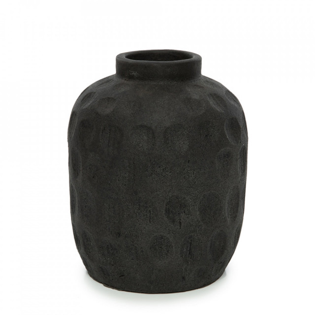 Vaza decorativa neagra din teracota 22 cm Trendy Bazar Bizar