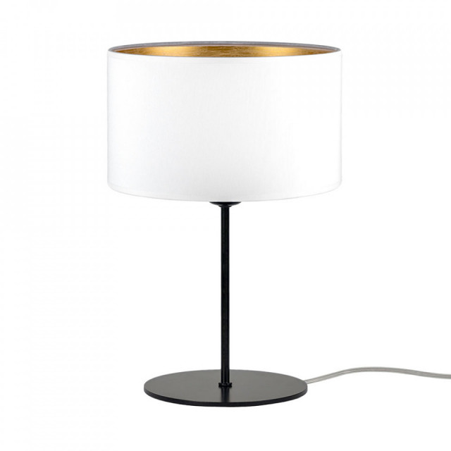 Veioza alba/aurie din textil si otel 37 cm Tres Sotto Luce