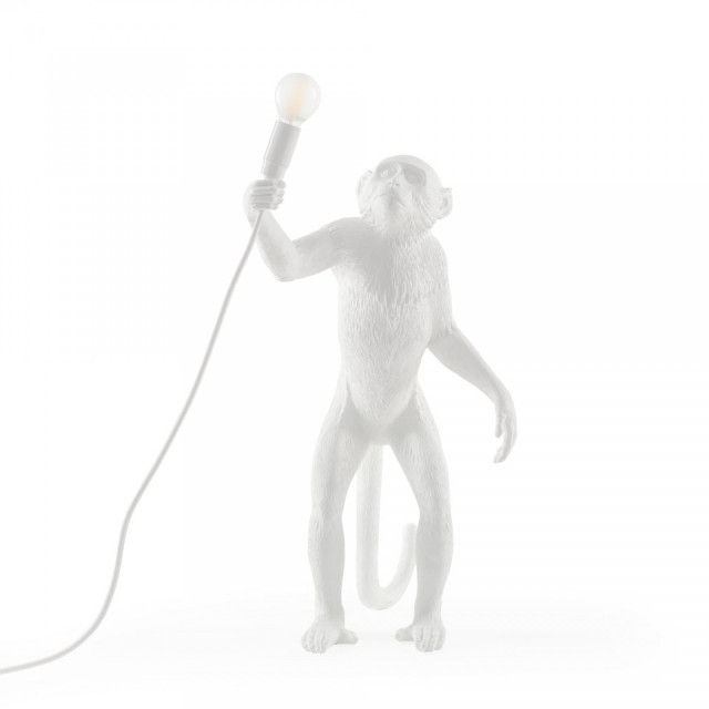 Veioza alba din fibre naturale 54 cm The Monkey Standing Outdoor Seletti