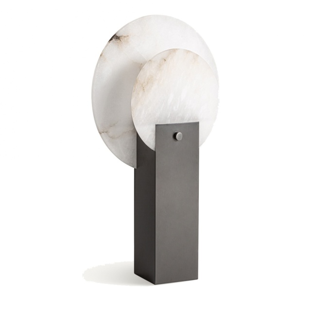 Veioza neagra/alba din piatra 50 cm Tags Vical Home
