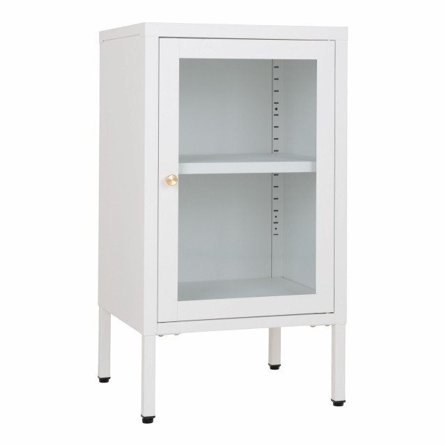 Vitrina alba din otel si sticla 70 cm Dalby House Nordic
