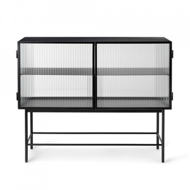 Vitrina neagra din metal 90 cm Haze Reeded Ferm Living