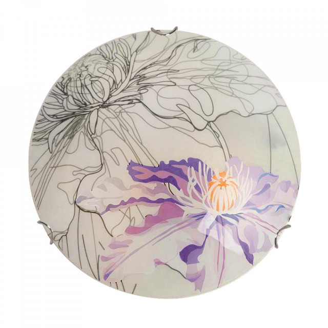 Aplica multicolora din sticla si otel Spring Violet Round Candellux
