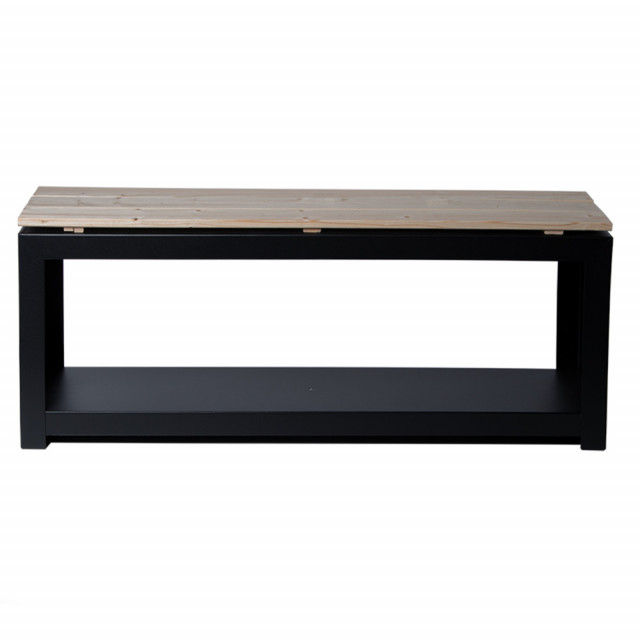Bancheta exterior neagra/maro din metal 118 cm Finnar Esschert Design