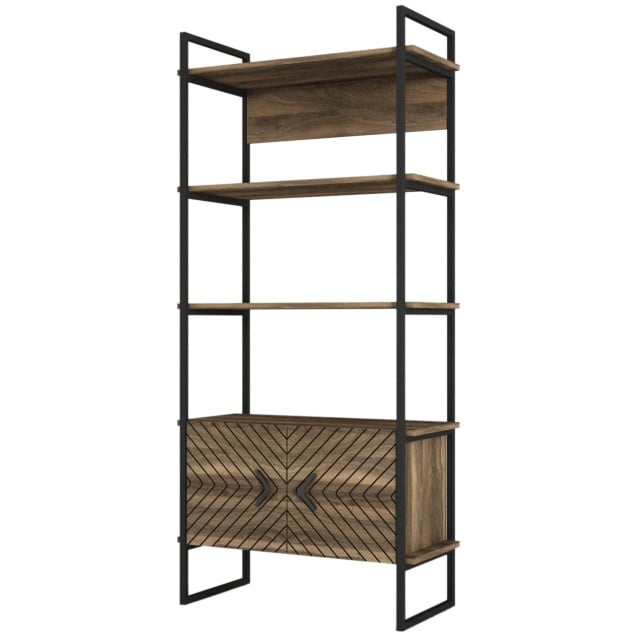 Biblioteca maro/neagra din lemn 180 cm Scala The Home Collection