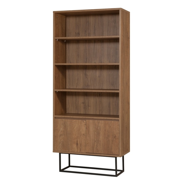 Biblioteca maro/neagra din lemn 182 cm Rea The Home Collection