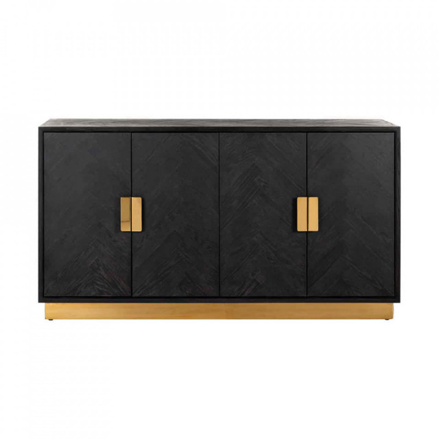 Bufet inferior negru/auriu din lemn 160 cm Blackbone Mini Richmond Interiors