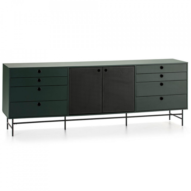 Bufet inferior verde inchis/negru din metal 212 cm Punto Teulat