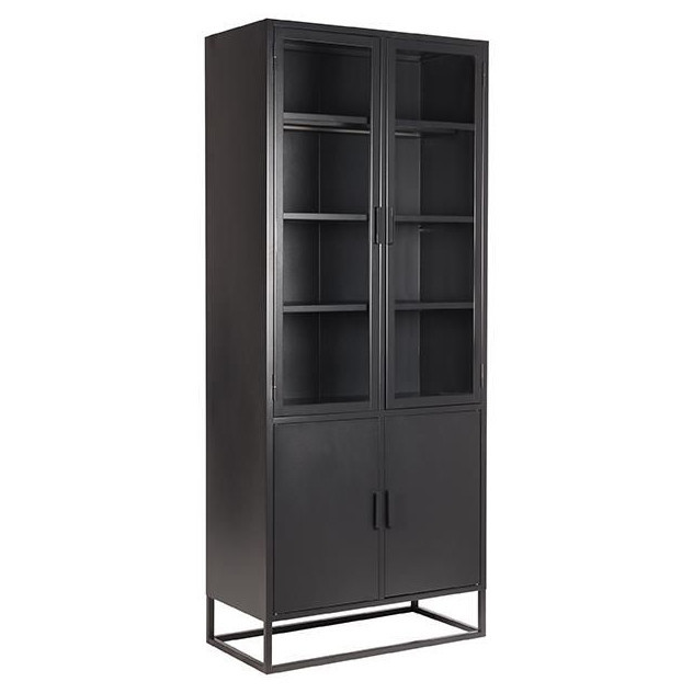 Bufet negru/transparent din metal si sticla 190 cm Level LABEL51