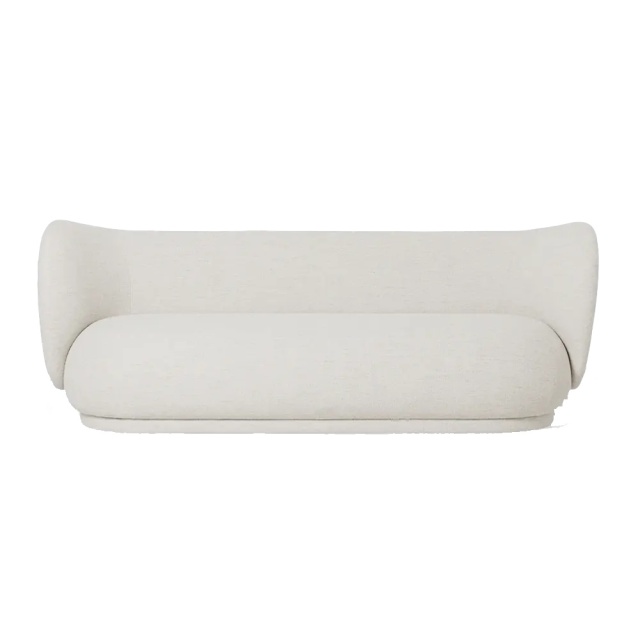 Canapea alb antic din textil pentru 3 persoane Rico Boucle Ferm Living