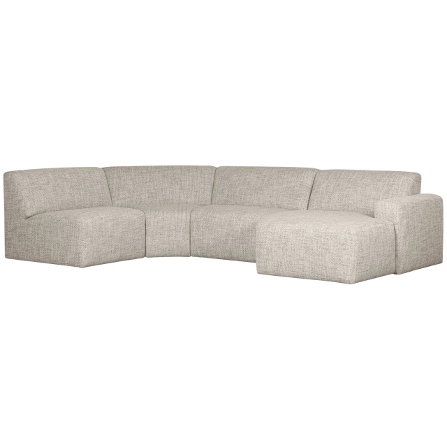 Canapea cu colt crem din textil 315 cm Avelon U-Sofa Woood