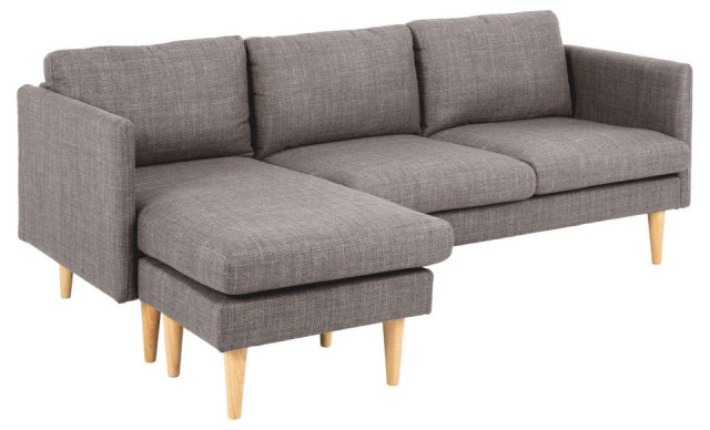 Canapea cu colt gri din material textil si lemn 201 cm Milly Actona Company