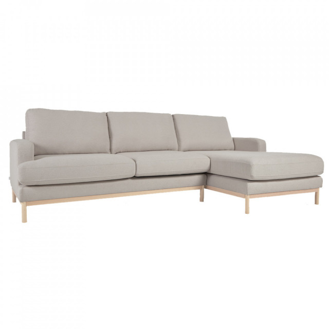 Canapea cu colt gri din poliester si MDF pentru 3 persoane Mihaela Right Kave Home