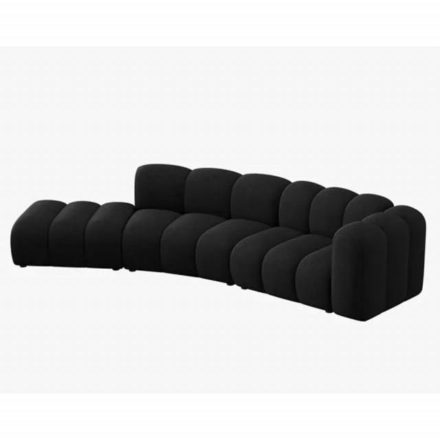 Canapea cu colt neagra din textil pentru 5 persoane Lupine Right Besolux