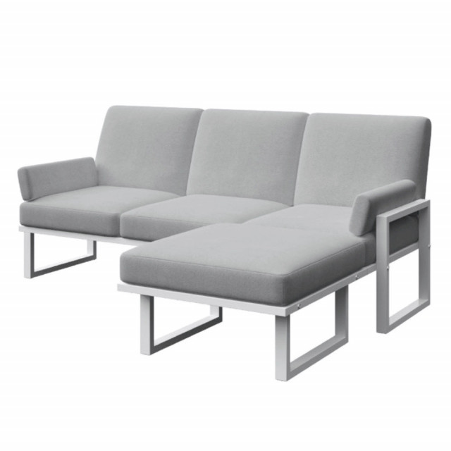 Canapea cu colt pentru exterior gri deschis/alb din textil 205 cm Soledo Mesonica