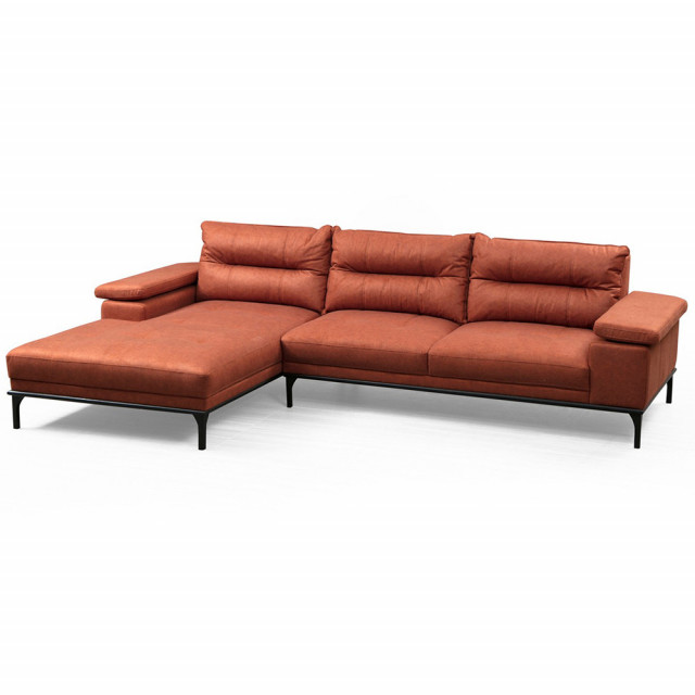 Canapea cu colt portocalie din textil pentru 3 persoane Hollywood Left The Home Collection