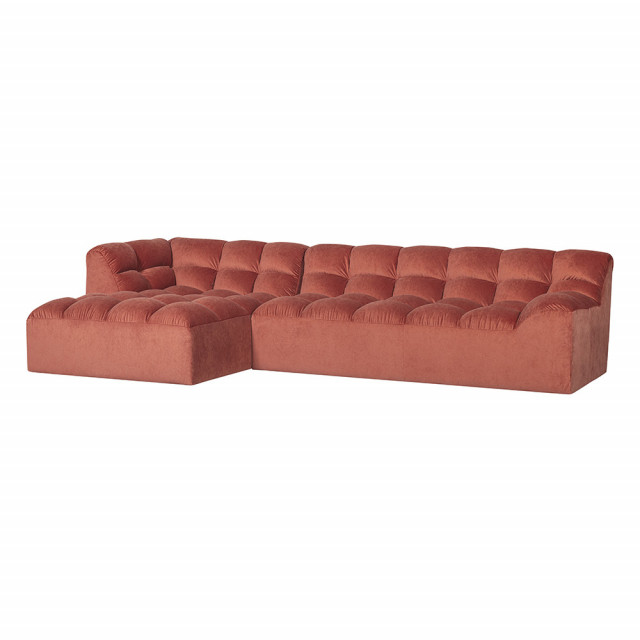 Canapea cu colt roz din catifea 324 cm Allure Left Woood