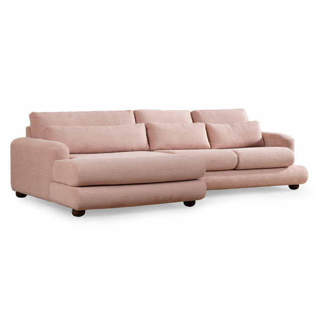 Canapea cu colt roz din textil pentru 3 persoane River Left The Home Collection