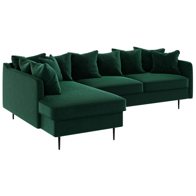 Canapea cu colt verde din catifea si pentru 4 persoane Esme Left Mesonica