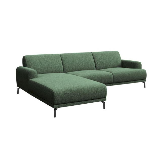 Canapea cu colt verde inchis din textil pentru 4 persoane Puzo Left Mesonica