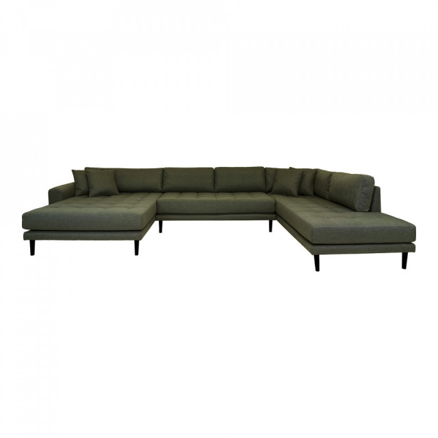 Canapea cu colt verde oliv din textil 220 cm Ganesha U-Sofa House Nordic