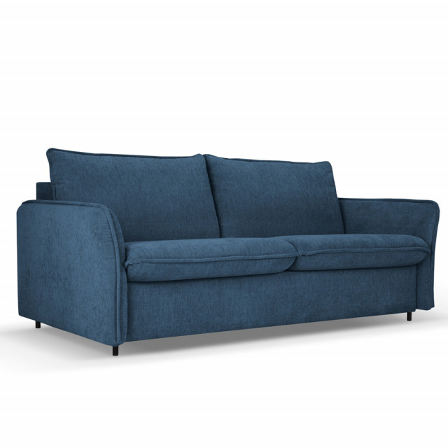 Canapea extensibila albastra din textil si lemn de pin pentru 4 persoane Dalida Besolux
