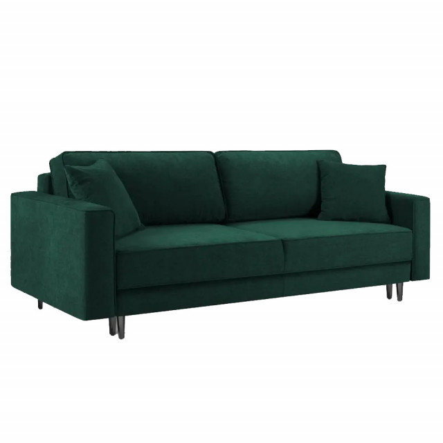 Canapea extensibila verde/neagra din textil si lemn de pin pentru 3 persoane Dunas Besolux