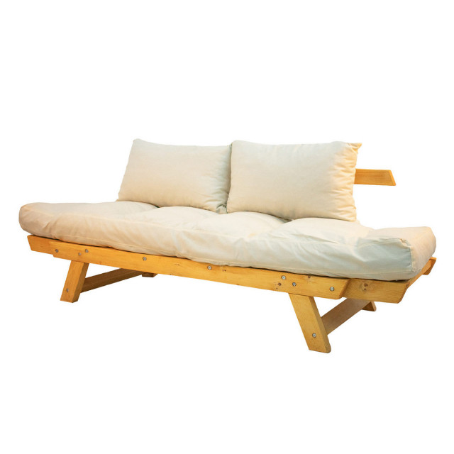 Canapea maro/alba din lemn pentru 2 persoane Sofia The Home Collection