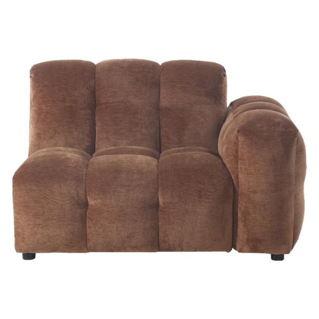 Canapea modulara maro coniac din catifea 132 cm Hackman Corner Right Dutchbone
