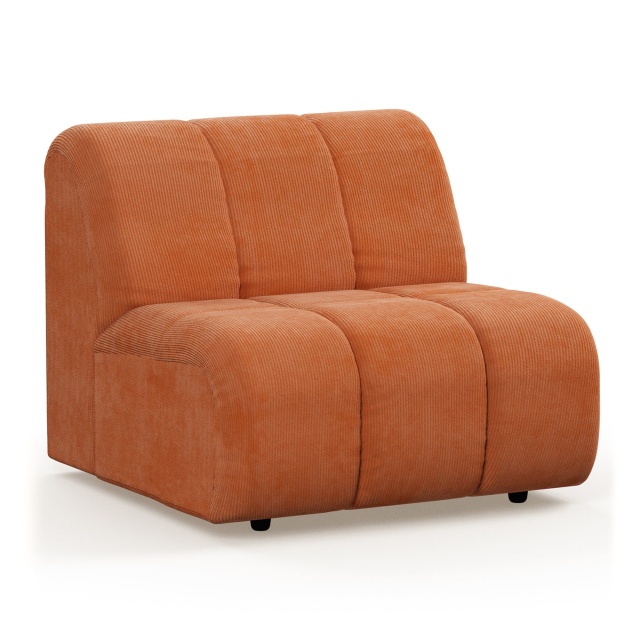 Canapea modulara portocalie din textil 98 cm Wave Corduroy Middle HKliving