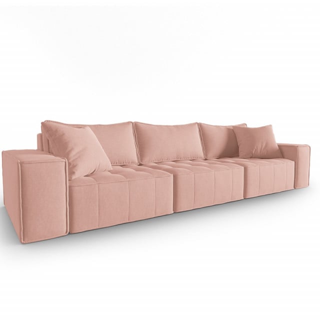 Canapea modulara roz din textil si lemn de pin pentru 5 persoane Mike Rain Besolux