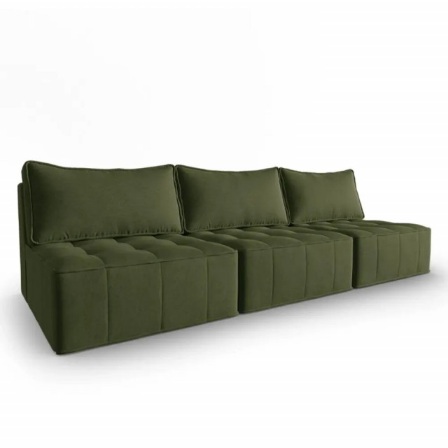 Canapea modulara verde din textil si lemn de pin pentru 5 persoane Mike Besolux