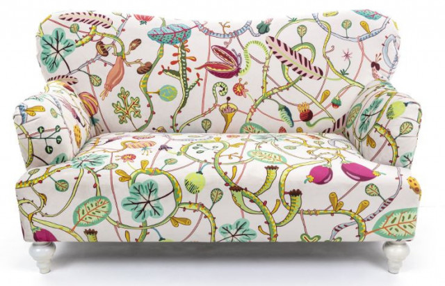 Canapea multicolora din textil pentru 2 persoane Botanical Diva White Seletti