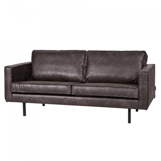 Canapea neagra din piele pentru 2,5 persoane Rodeo Woood