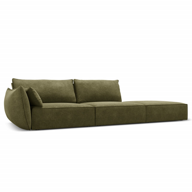 Canapea verde din textil pentru 4 persoane Kaelle Left Besolux
