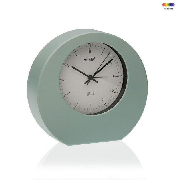 Ceas de masa rotund verde/alb din plastic 17x18,2 cm Mint Alarm Clock Versa Home