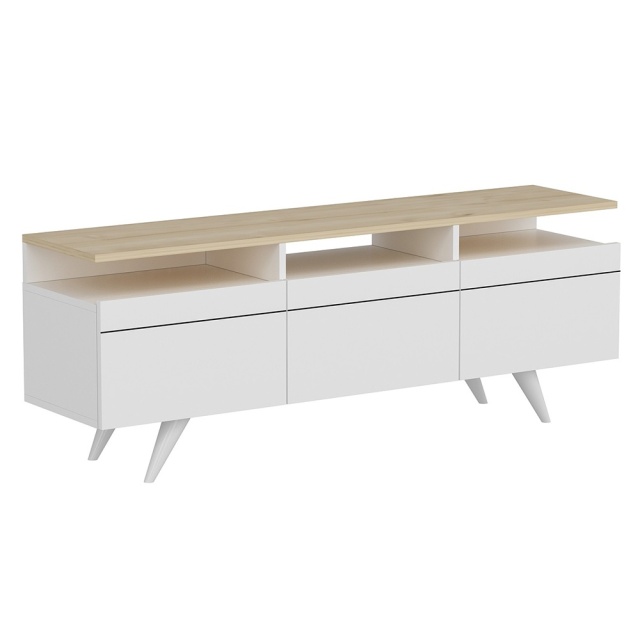 Comoda TV alba/maro din lemn 150 cm Berlin The Home Collection