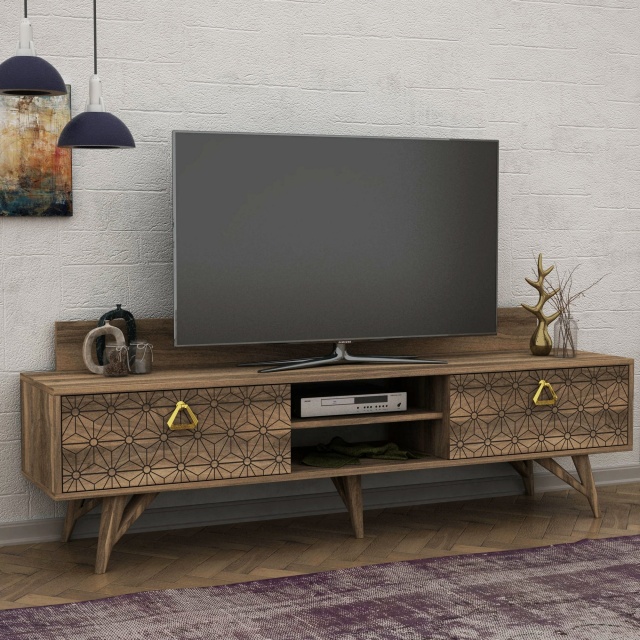 Comoda TV maro din lemn 180 cm Hazeran The Home Collection