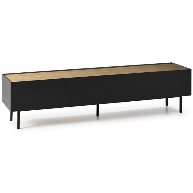 Comoda TV neagra/maro din lemn 180 cm Arista Teulat