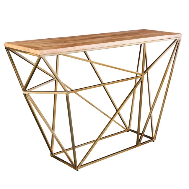 Consola aurie/maro din lemn 119 cm Diamond The Home Collection