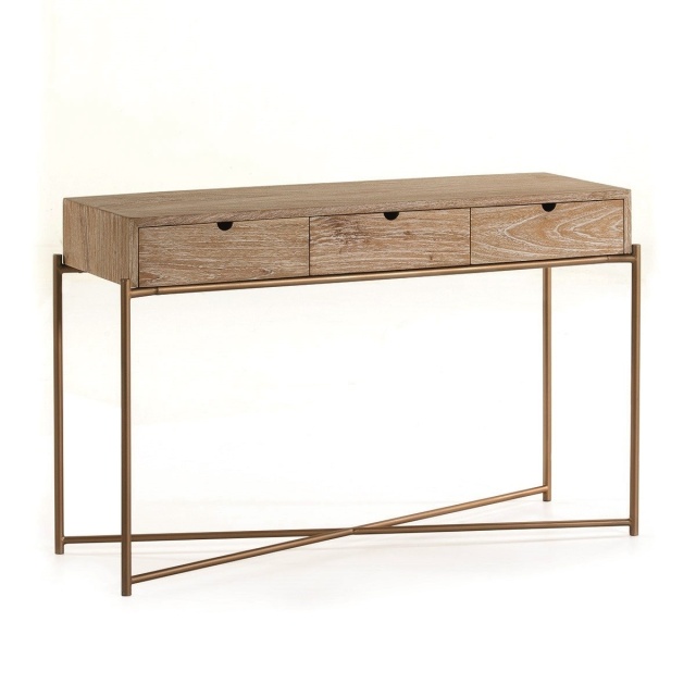 Consola maro deschis/aurie din lemn 120 cm Andrew Thai Natura