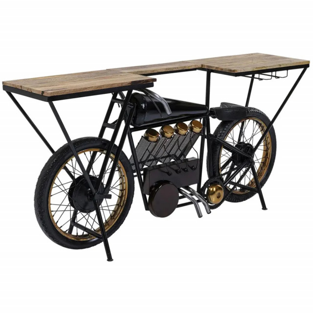 Consola neagra/maro din metal 180 cm Moto Kare