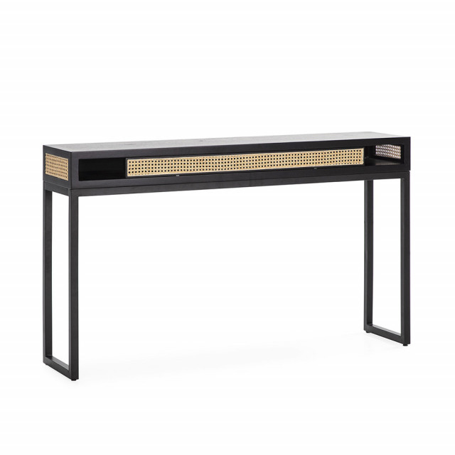 Consola neagra/maro din ratan si metal 142 cm Abisko Thai Natura